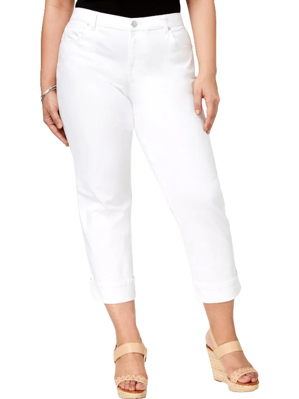 Outlet Clothing Plus Womens Cuffed Mid-Rise Capri Jeans