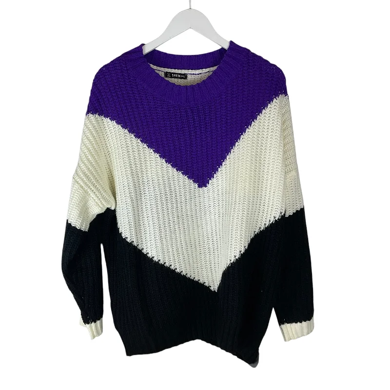 Sweater By Shein In Purple & White, Size: Xxl