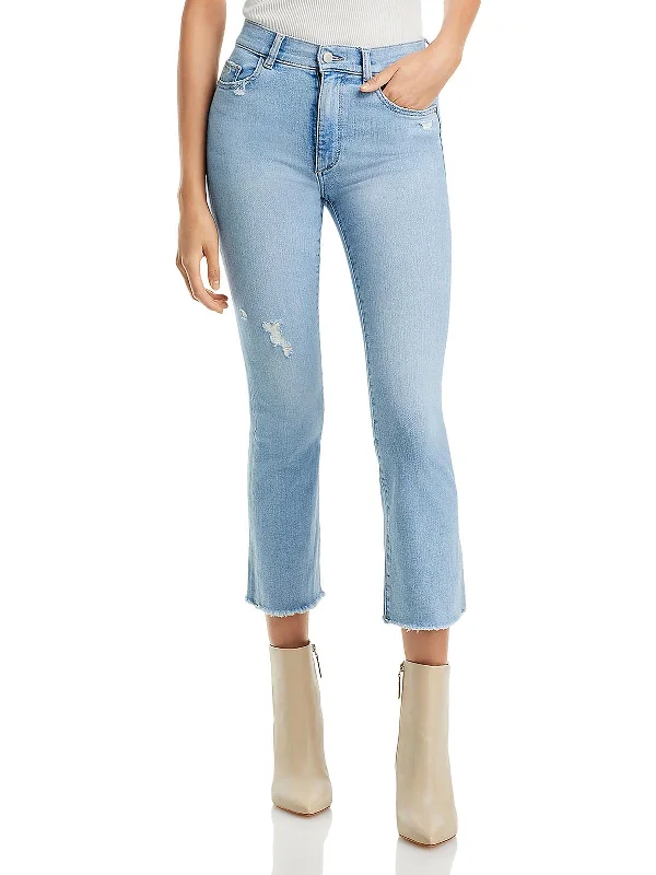 Women's Trendy Apparel Womens High Rise Cropped Flared Jeans