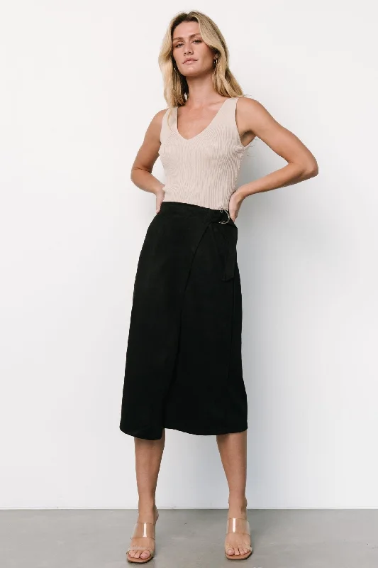 Women's Clothes For Special Occasions Malika Faux Wrap Skirt | Black