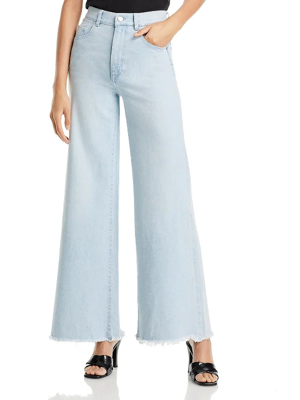 Women's High-Fashion Garments Womens High Rise Light Wash Wide Leg Jeans