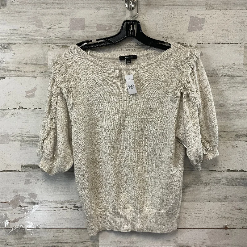 Sweater Short Sleeve By Ann Taylor In Cream, Size: L