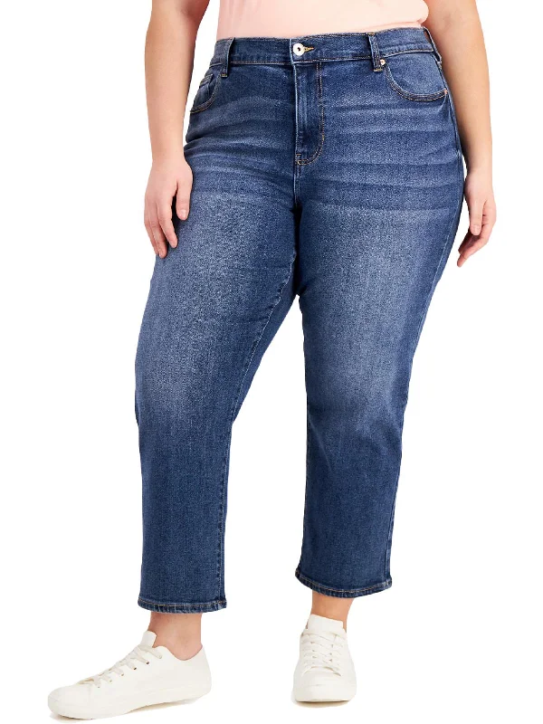 Women's Holiday Clothing Plus The Retro Womens High Rise Straight Fit Relaxed Jeans