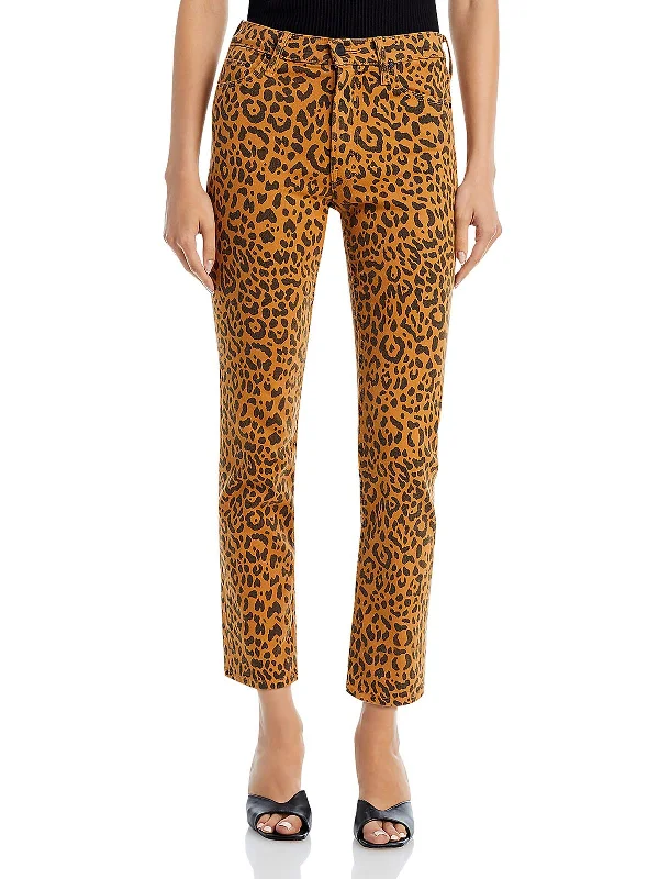 Women's Trendy Activewear Apparel Womens Mid-Rise Animal Print Ankle Jeans