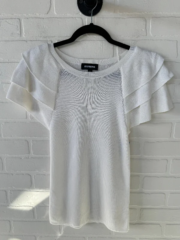 Sweater Short Sleeve By Express In Cream, Size: M