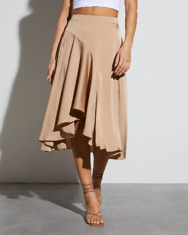 Chic Women's Clothing Palmer Satin Ruffle Midi Skirt