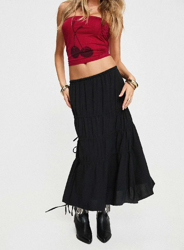 Trendy Boutiques Online Perky Maxi Skirt Black