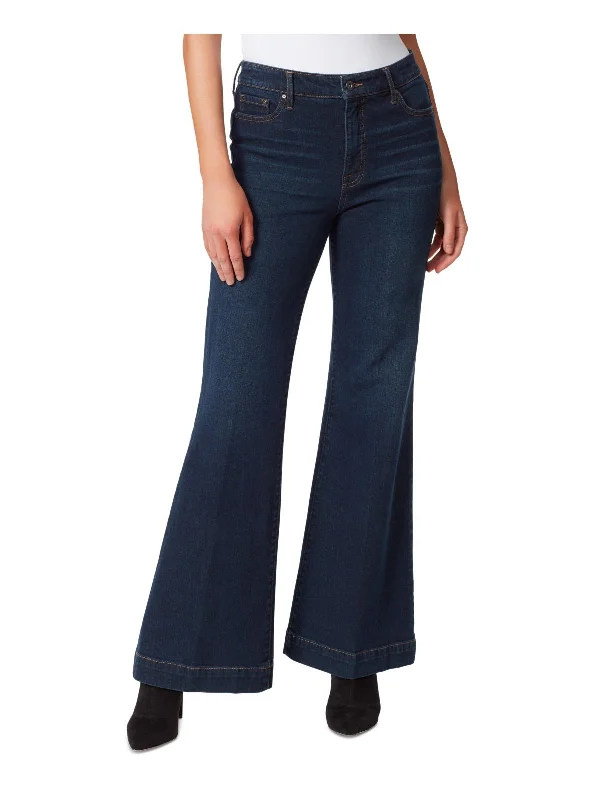 Women's Seasonal Garments True Love Womens Solid Denim Wide Leg Jeans