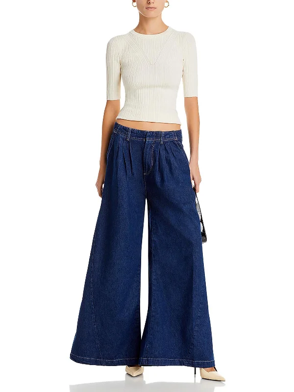 Comfortable Women's Outfits Womens High Rise Pleated Wide Leg Jeans