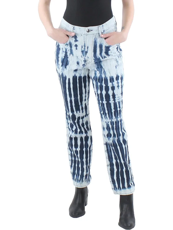 Women's Fashion-Forward Apparel Vintage Shibori  Womens Tie-Dye Stretch Straight Leg Jeans