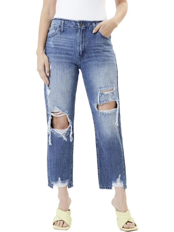 Casual Outfit For Women Womens Distressed Denim Straight Leg Jeans