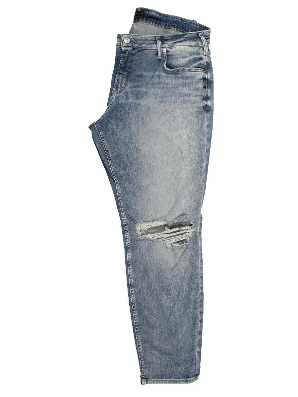 Classic Women's Clothing Styles Plus Womens High Rise Distressed Straight Leg Jeans