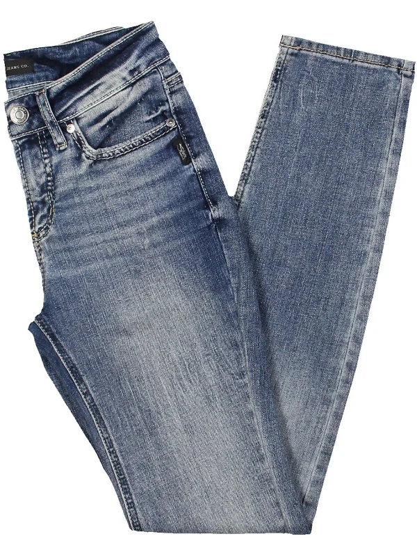 Women's Apparel Womens Mid-Rise Faded Straight Leg Jeans