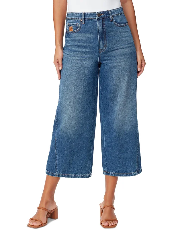 High-End Women's Apparel Rori Womens Denim Wide Leg Cropped Jeans