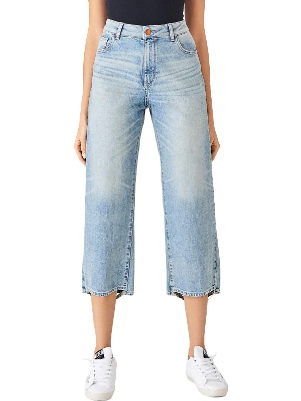 Online Clothing Stores Hepburn Womens Wide Leg Denim Cropped Jeans