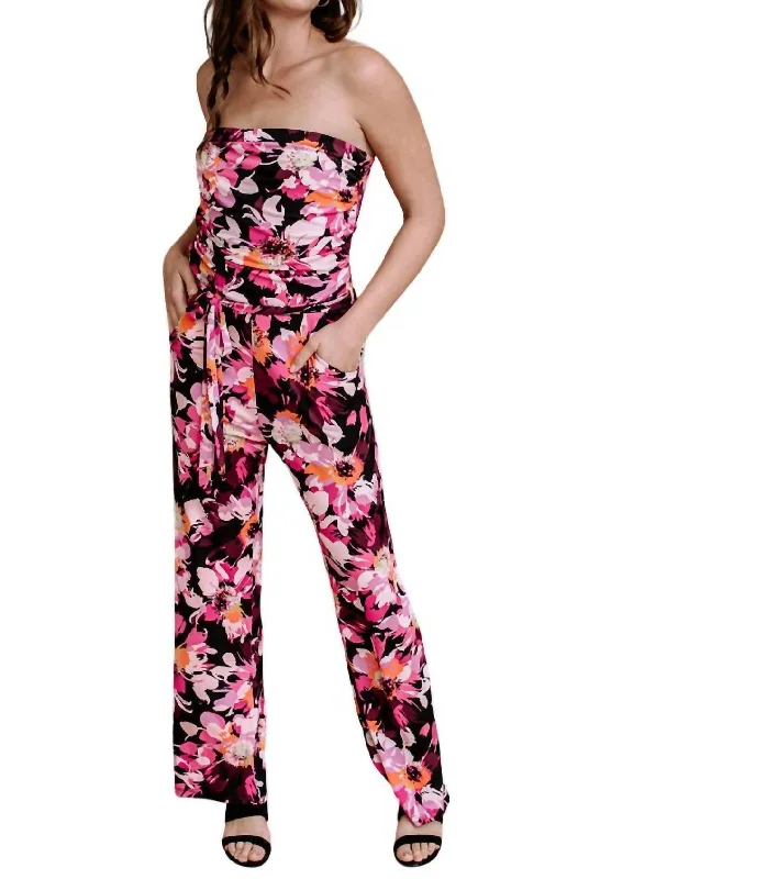 Women Apparel Tube Jumpsuit In Pink Floral