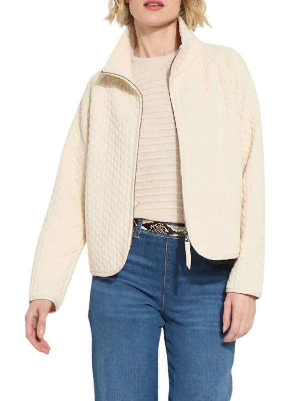 End of Season Sale Sol Quilted Cable Jacket In Panna Cotta