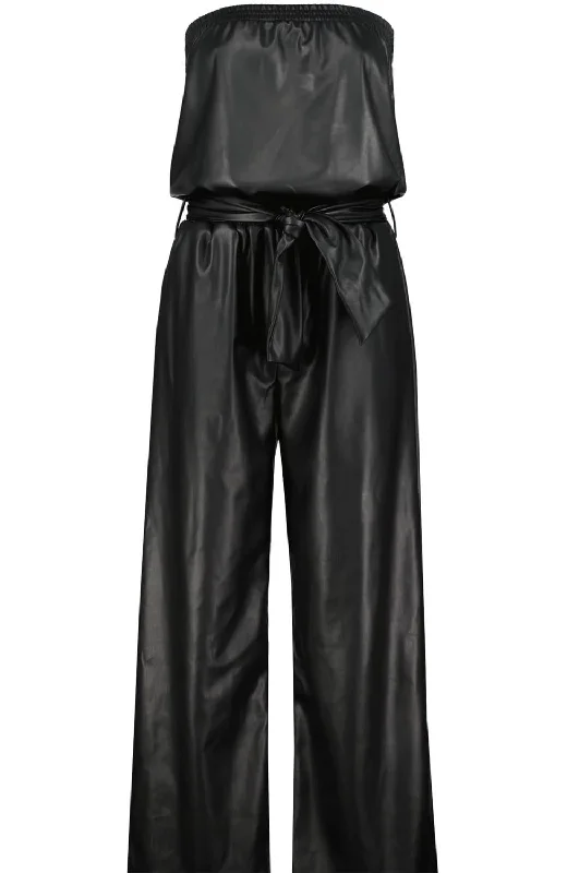 Elegant Clothing For Women Glam Slam Vegan Leather Jumpsuit In Noir