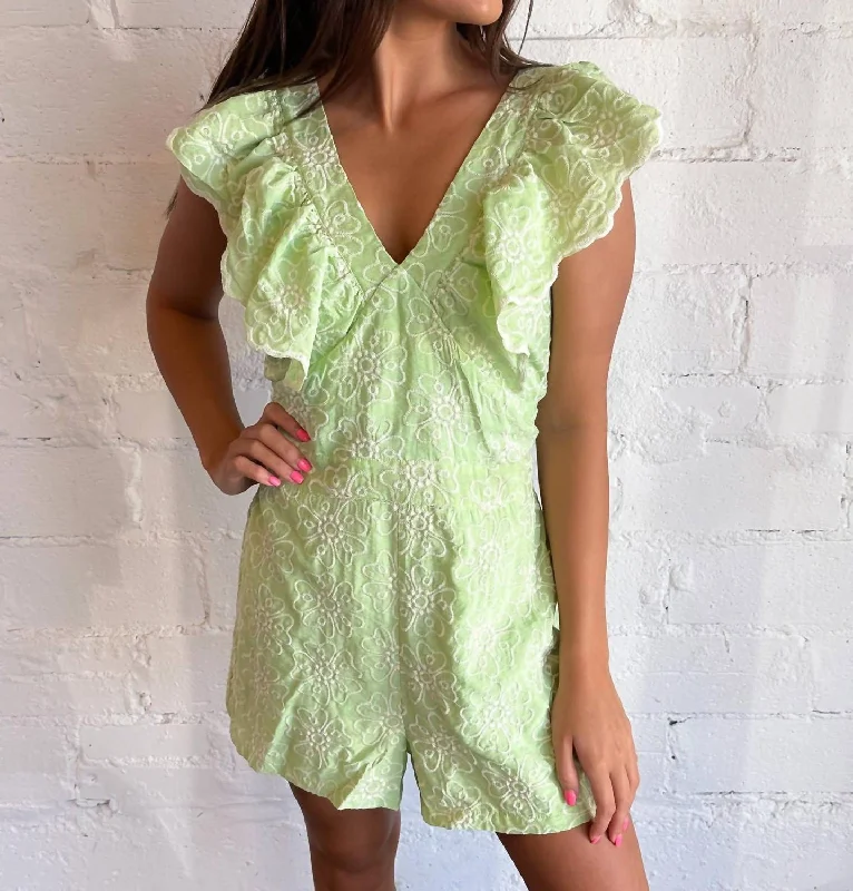 Women's Clothing Janne Eyelet Romper In Green