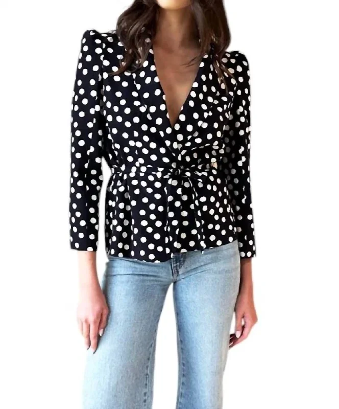 Stylish Clothes For Women Paris Jacket In Painterly Dots Black + Ivory