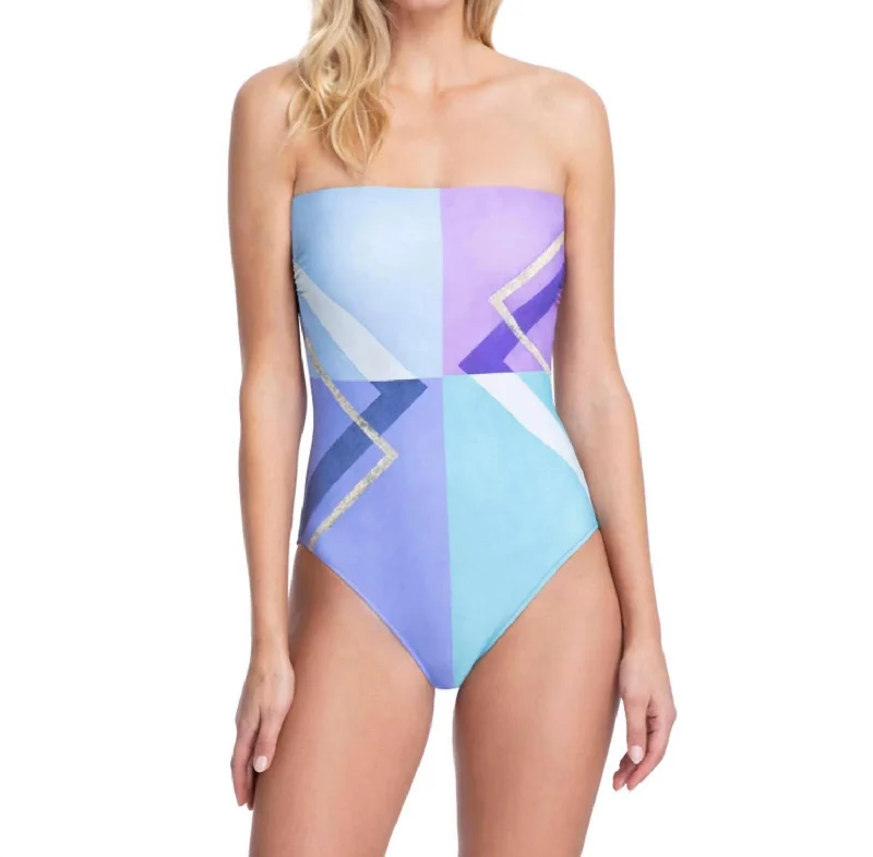 Women's Evening Wear Bandeau Strapless One Piece Swimsuit In Got Modern Art