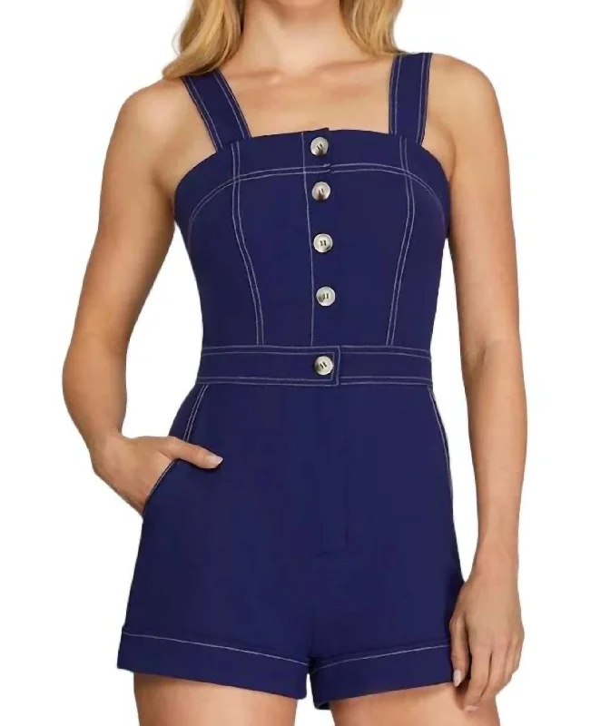 Women's Fashion-Forward Apparel Sloane Stitch Romper In Blue