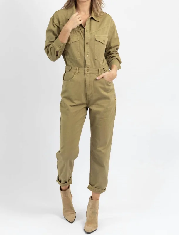 Women Clothes Spellbound Utility Jumpsuit In Washed Olive