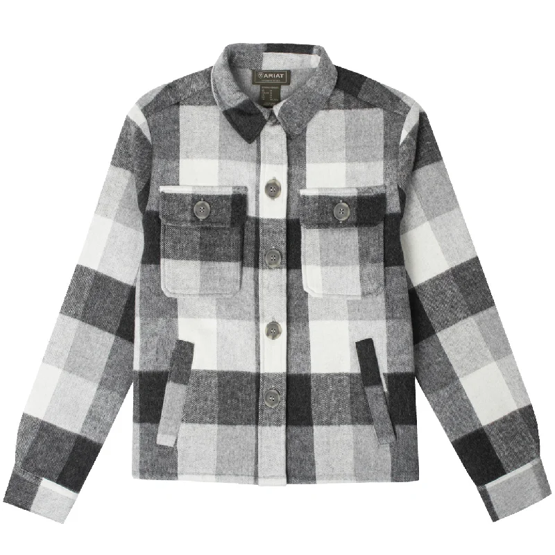 Women's Functional Outdoor Garments Ariat Womens Ashford Shirt Jacket Heather Grey Plaid