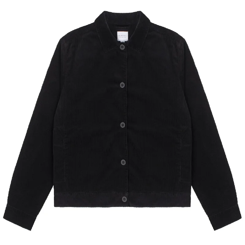 Casual Clothes For Women Sunspel Womens Corduroy Boxy Jacket Black