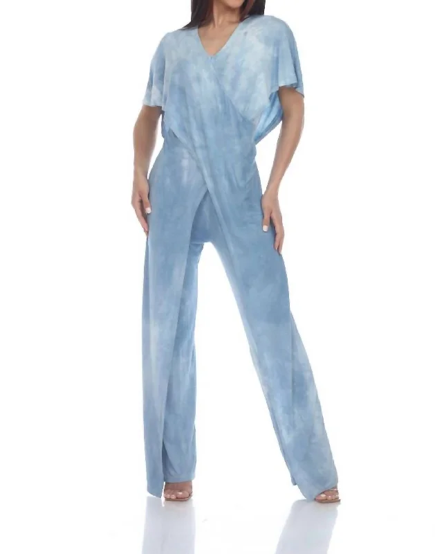 Timeless Women's Clothing Sunny Slenderizing Jumpsuit In Indigo Cloud Plant Dye