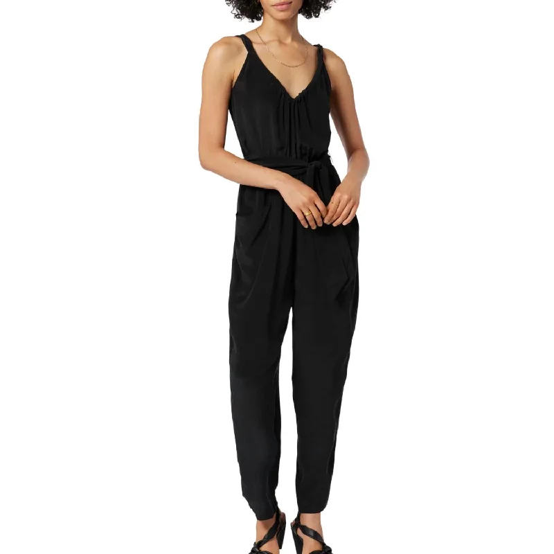 Women's Clothing Stores Vernet Silk Jumpsuit In Caviar