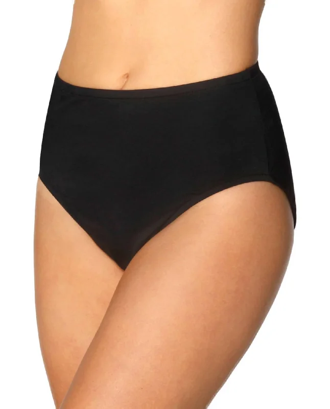 Vintage-Inspired Women's Apparel Plus Size Classic Brief Swim Bottom In Black