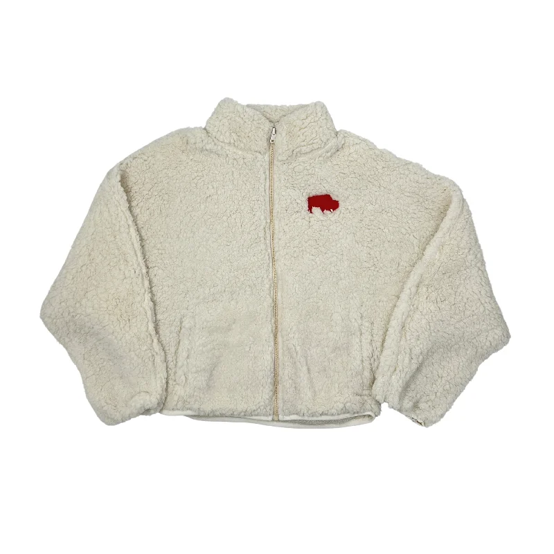 Classic Women's Clothing Styles Women's Cream With Red Buffalo Cozy Fleece Zip Up