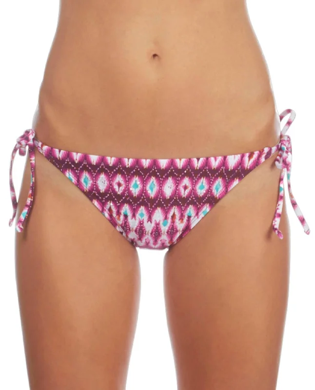 Women's Seasonal Attire Ikat In The Act Side Tie Bikini Bottom In Kkc Berry