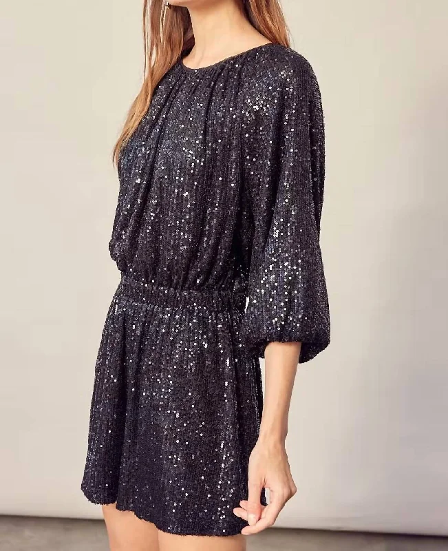 Flash Sale Clothing Night To Remember Sequin Romper In Black