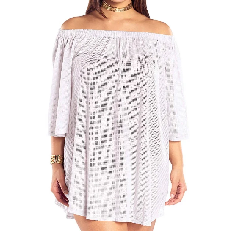 Clothing For Women Plus Size Off The Shoulder Cover Up Tunic In White