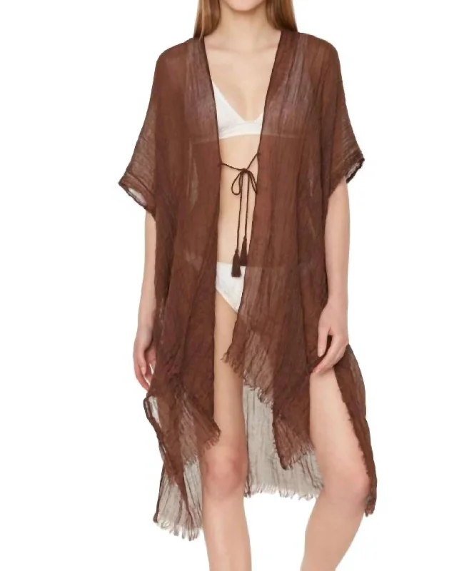 Comfortable Casual Women's Clothing Turkish Cotton Kimono In Brown