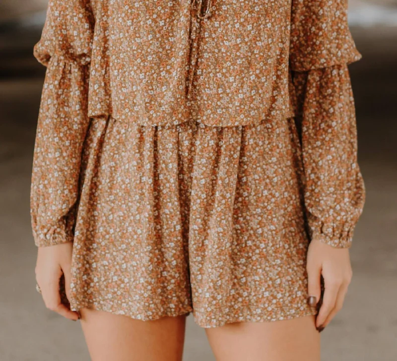 Extreme Clearance Deals Read My Mind Floral Romper In Mocha