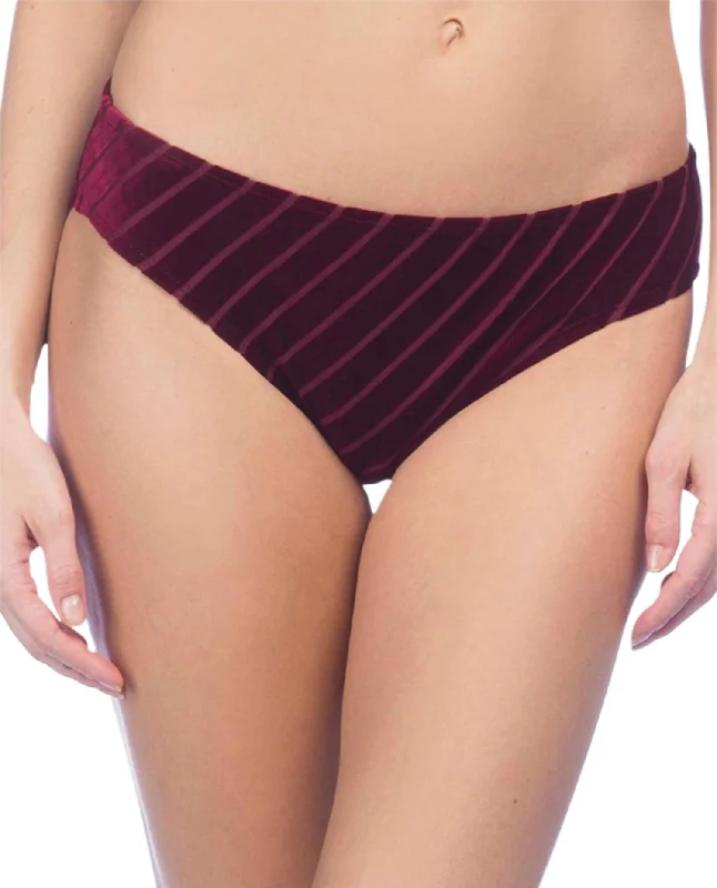 Women's Clothing for Every Occasion Stripe Hipster Bikini Bottom In Kkc Burgundy Velvet