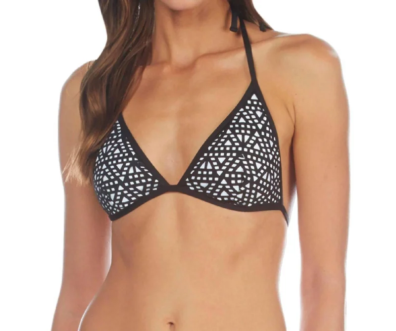 Women's Travel Garments Laser Cut Above Triangle Bikini Top In Black White