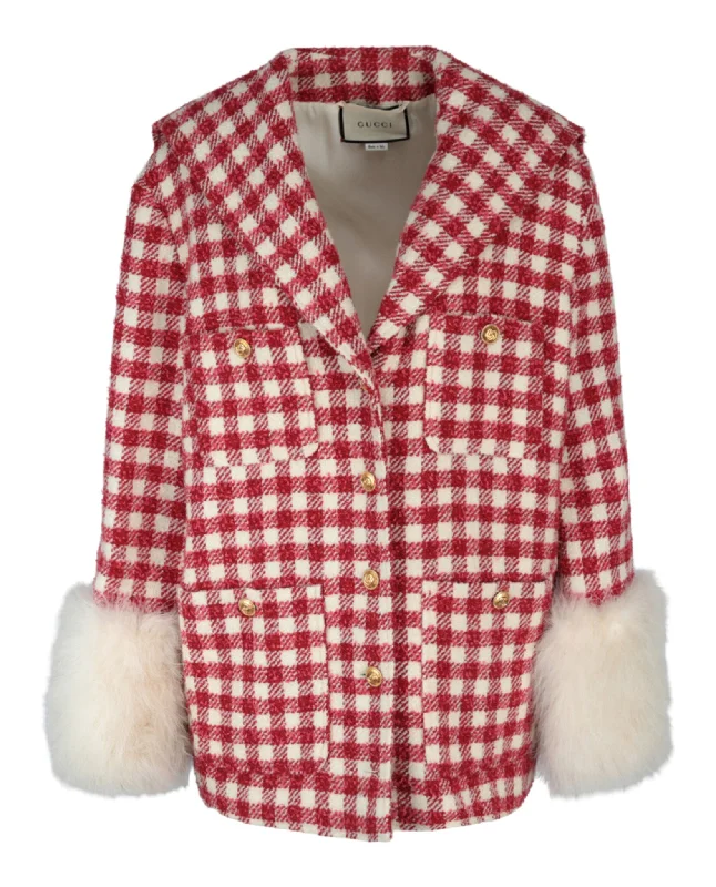 Latest Fashion for Women Tweed Feather Coat