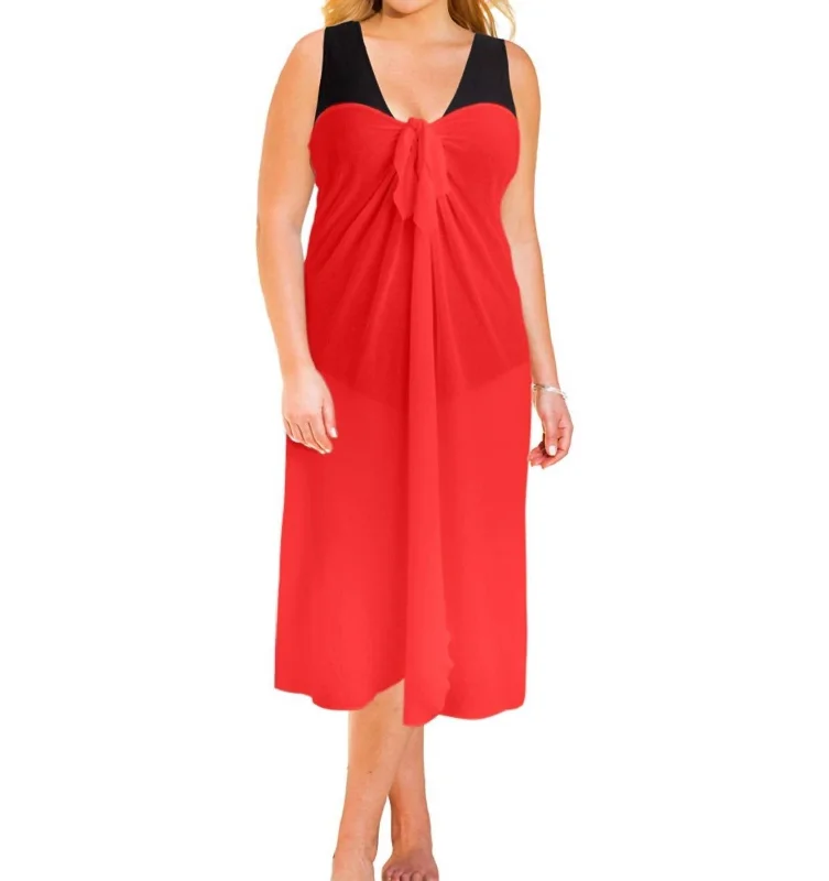 Online Boutiques Best Sun Diva Plus Size Long Pareo Cover Up In Papaya