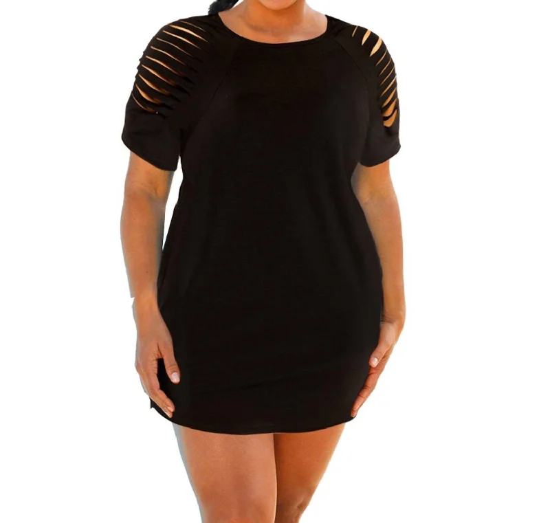 New Arrival Discounts Plus Size Jersey Cut Out Cover Up Dress In Black