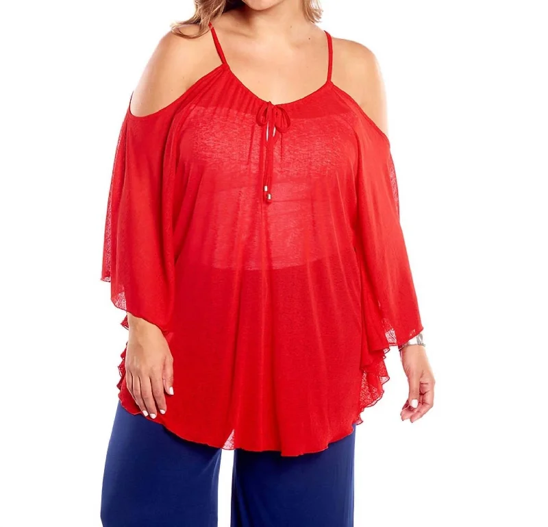 Women's Clothing Online Flirty Plus Size Cover Up Dress In Red