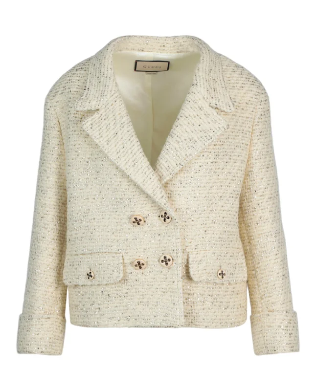 Timeless Women's Fashion Styles Double Breasted Tweed Jacket