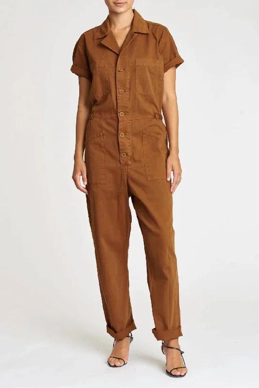 Women's Casual Outfit Grover Short Sleeve Field Suit In Spicy Brown