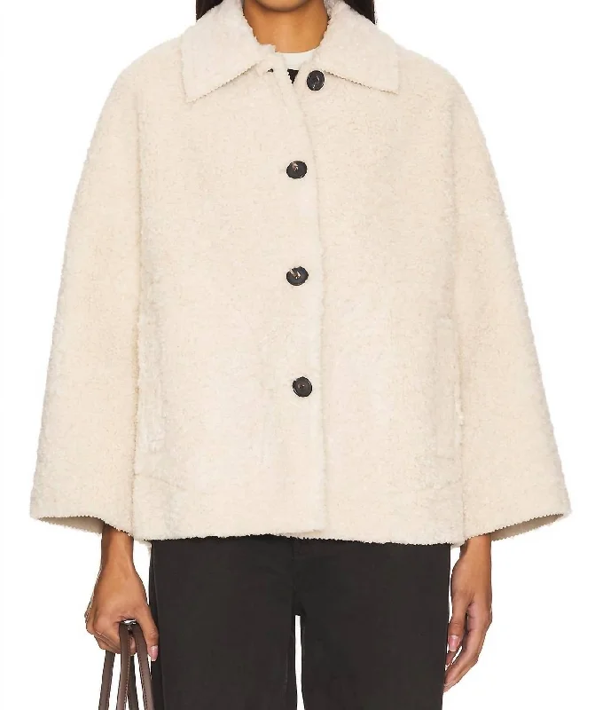 Holiday Special Offers Cropped Plush Sherpa Car Coat In Malt