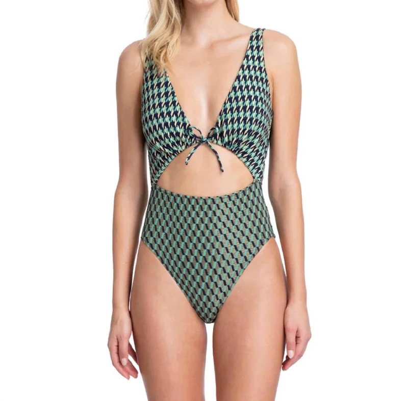 Plus Size Women's Fashion and Clothing One Piece Swimsuit In Got Retro Revival Green