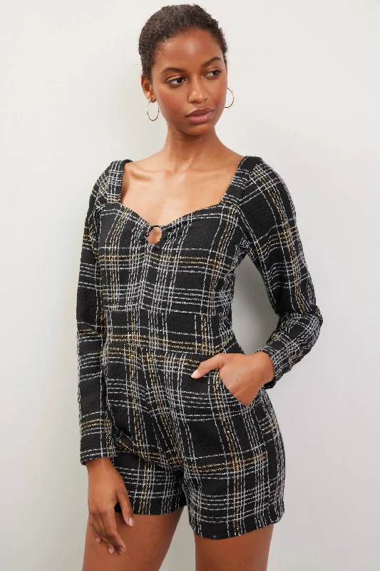 Clothes Of Woman Tweed Romper In Grey