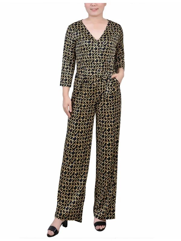 Sale Clothes Online Petites Womens Printed Jersey Jumpsuit